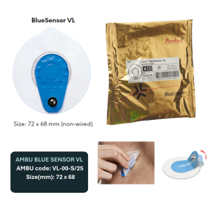 Ambu BlueSensor VL Snap ECG Electrodes – 25/Pouch, 500/Box