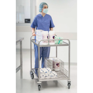 Stainless Steel Instrument Trolley with 2 Shelves