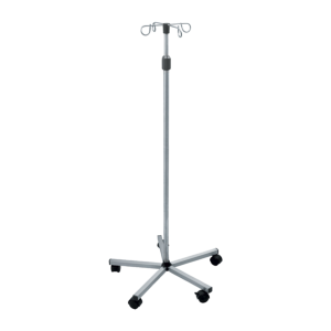 Stainless Steel IV Stand on 5 Wheels – 4 Hooks