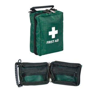 Basic First Aid Kit in Small Green Bag, 24 × 15 × 10 cm